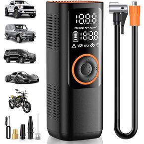 Tire Inflator Portable Air Compressor - 150 PSI Cordless Air Pump, 7800mAh Battery & 12V DC Dual Power, 24L/Min Fast Inflation, Auto Shut-Off, LED Light, tire Pump for Car, Bike, Motorcycle, Balls in Kuwait