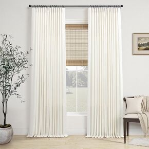 ستائر كتان كريمية مطوية بقرصة طبيعية بطول 84 بوصة 2 لوح لغرفة المعيشة وغرفة النوم عاجي شبه شفاف مرشح للضوء مزرعة حديثة بوهو محايدة ريفية ستائر طويلة حلقات خطافات مطوية بعلامة تبويب خلفية in Kuwait