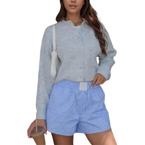 سترة صوفية قصيرة للنساء بأكمام طويلة وأزرار أمامية مفتوحة وخفيفة الوزن ومتماسكة ومضلعة in Kuwait