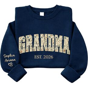 Personalized Floral Embroidered Applique Sweatshirts for Mama Grandma, Mothers Day Apparel Gifts 1 in Saudi Arabia