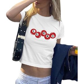Graphic Baby Tees for Women Y2k 8-Ball Shirt Cute Crop Tops for Teen Girls Aesthetic Emo Clothes 2000s Grunge Shirts in Kuwait