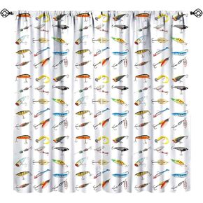 ستائر الصيد الملونة ريفي مزرعة التخييم المطبوعة قضيب جيب نافذة العلاج لغرفة المعيشة غرفة نوم المطبخ مقهى ديكور W21xL45inx2 ديكور in Kuwait