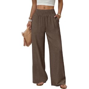 Sampeel Wide Leg Pants Woman High Waist Trousers with Pockets Casual Lounge in Kuwait
