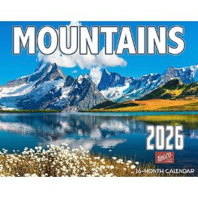 تقويم جداري للجبال 2026 مقاس 16 شهرًا مقاس X-Large 14x22، تقويم المناظر الطبيعية الجبلية من شركة KING-Monster Calendars in Kuwait