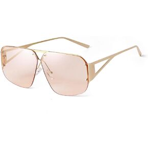 Trendy Aviator Sunglasses for Women Men Oversized Retro Rimless Fashion Metal Glasses Shades Lentes De Sol Mujer in Kuwait