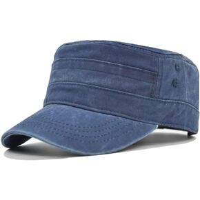 Unisex Cadet Army Cap Vintage Washed Cotton Military Hat Adjustable Flat Top Baseball Cap in Kuwait