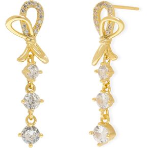Jean Beau Gold Bow Drop Earrings for Women, Trendy Butterfly Sparkly Cubic Zirconia Hypoallergenic Dangle Earring Fashion Christmas Prom Wedding Outfit Accessories Jewelry Gift in Saudi Arabia