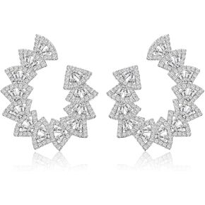 أقراط مرصعة بالكريستال والزركونيا المكعبة مطلية بالذهب عيار 18 قيراط للنساء على شكل مروحة، أقراط مرصعة على شكل مروحة هدايا للزوجة والحفلات الراقصة in Kuwait