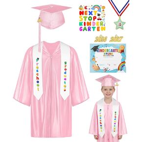 AOTHSO 8Pcs Preschool Graduation Gown Cap Set DIY 2026 with Tassel Stole Certificate Medal Kindergarten Set for Toddler Kids in Kuwait