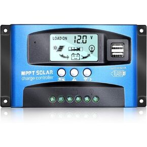 MPPT 100A 12V/24V منظم التركيز التلقائي لتتبع الألواح الشمسية منظم الشحن مع منفذ USB مزدوج، شاشة LCD، تقنية Mppt جديدة in Kuwait