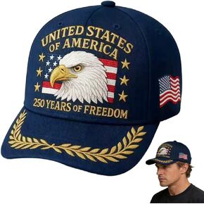 250 Anniversary USA Hat – United States 250th Anniversary Adjustable Printing Patriotic Baseball Cap, Commemorative American Heritage Cyan for Men Women in Saudi Arabia