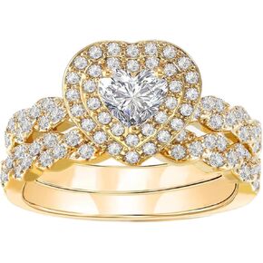 Luxury Wedding Ring Sets for Women 1CT Heart AAAAA CZ Yellow Gold Plated Engagement Ring Wedding Band in Kuwait