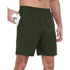 HISKYWIN Men's Athletic Running Shorts Lightweight Quick Dry Workout Jogging Shorts with Zip Pockets Active Gym Sports Hiking in Kuwait