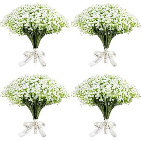 120 قطعة من الزهور الصناعية للتنفس من إمنسيا، زهور صناعية كبيرة الحجم للرضع، لمسة حقيقية من زهرة جيبسوفيلا البيضاء المزيفة للاستخدام في الهواء الطلق، وباقات الزفاف، والحفلات، وتزيين المنزل والحديقة in Kuwait