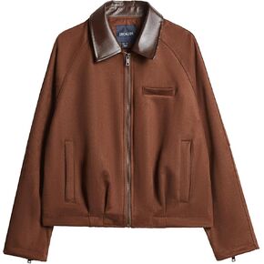 جاكيت نسائي من Moreone مصنوع من الجلد السويدي الصناعي وياقة متباينة كاجوال مع سحاب في الحظيرة معطف الخريف العصري in Kuwait