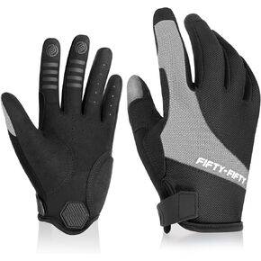 FIFTY-FIFTY Mountain Bike Gloves for Men Women, Full Finger Pad Cycling Glove, Breathable, Anti-Slip, Shock-Absorbing and Touch Screen for Road MTB Outdoor Biking in Kuwait