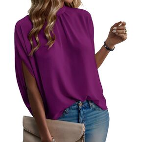 Women's Mock Neck Batwing Sleeve Blouse – Flowy Casual & Dressy Versatile Top in Kuwait