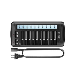 EBL 12-Bay LCD Battery Charger for AA, AAA and 9V Rechargeable Batteries | Multi-Battery Charging Station with 10 Standard AA AAA Slots and 2 9V Slots in Saudi Arabia