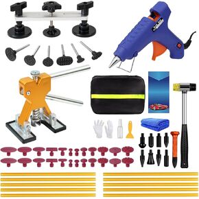 97pcs Dent Puller Kit, Paintless Dent Removal Kit for Dent Repair, Dent Repair Kit with Golden Lifter, Slide Hammer T-Bar, Bridge Puller, Car Dent Puller Kit for Auto Hail Damage Door Ding in Saudi Arabia
