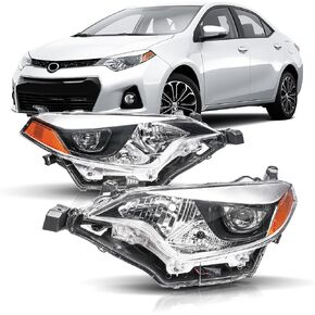 Headlights Assembly Compatible with 2014 2015 2016 Toyota Corolla Projector Headlights Headlamps Pair, Chrome Housing Amber in Kuwait