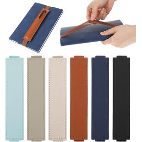 6 Pcs Journal Pen Holder, Elastic Pen Holder for Notebook PU Leather Pens Sleeve Pouch Pencil Case for Planners Journal Notebooks Binders Books, Black/Brown/Grey/Beige Light Blue/Dark Grey in Kuwait