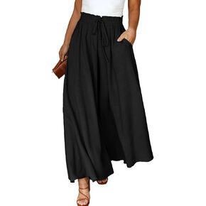 Eytino Womens Plus Size Wide Leg Pants Casual Elastic High Waist Flowy Pants Drawstring Palazzo Pants with Pockets(1X-5X) in Kuwait