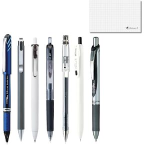 Japanese Gel Ink Pen Set of 7 – Fine Point 0.35–0.7 mm Black Ink, Smooth and Neat Writing, Includes Test Writing Card – Made in Japan in Kuwait