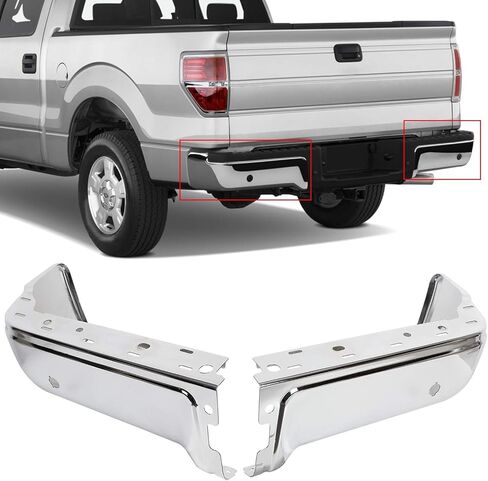 غطاء نهاية المصد الخلفي من KUAFU متوافق مع 2009-2014 Ford F150، 2010-2014 Lincoln Mark LT كروم زوج فولاذي (سوف تتلقى عبوتين) in Saudi Arabia