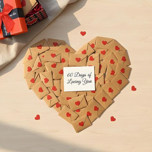 60 مذكرة حب صغيرة مع مظاريف، مجموعة بطاقات ملاحظات فارغة في صندوق هدايا، بطاقات هدايا شخصية له، لها، لصديقتك - DIY، هدايا عيد الأم للزوجة، بطاقة حب له، لها، صديقها، صديقة، زوجة، زوج، أنا أحبك ملاحظات لعيد الميلاد، الذكرى السنوية in Kuwait