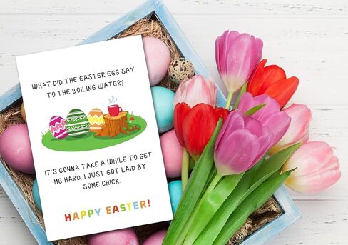 Happy Easter Card for Him Her Funny Easter Cards with Envelope for Adults Naughty Cards for Wife Husband Girlfriend Boyfriend Colorful Bunny Eggs Joke Card Gift for Men Women in Saudi Arabia