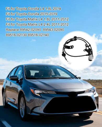مجموعة أجهزة استشعار سرعة العجلات الأمامية والخلفية ABS متوافقة مع Toyota Corolla 2009-2019 Matrix 2009-2014 Pontiac Vibe 2009-2010 استبدال 89542-02090 89543-02090 in Kuwait