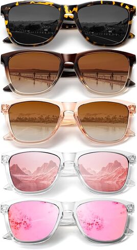 Retro Sun Glasses for Women Sunglasses Womens Trendy for Travel Driving 5 Pack in Saudi Arabia