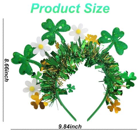 St Patricks Day Headband Women - Green Sequins Shamrock Headband - St Patricks Day Headbands Green Accessories for St Patricks Day Outfit Women - St Patricks Day Accessories in Saudi Arabia
