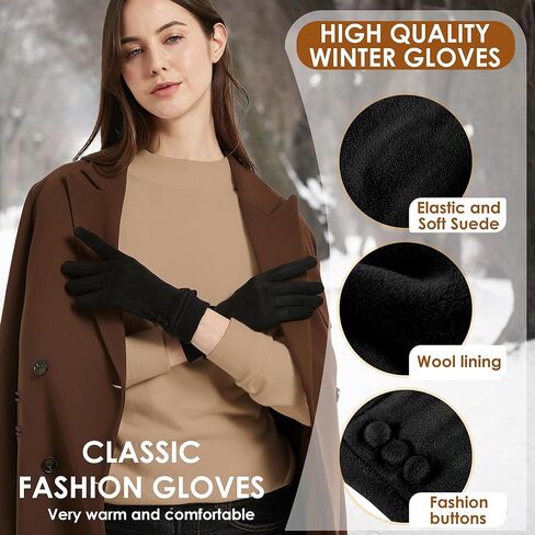 Dsane Womens Gloves Winter Touch Screen Texting Phone Windproof Gloves for Women Fleece Lined Thick Warm Gloves in Kuwait