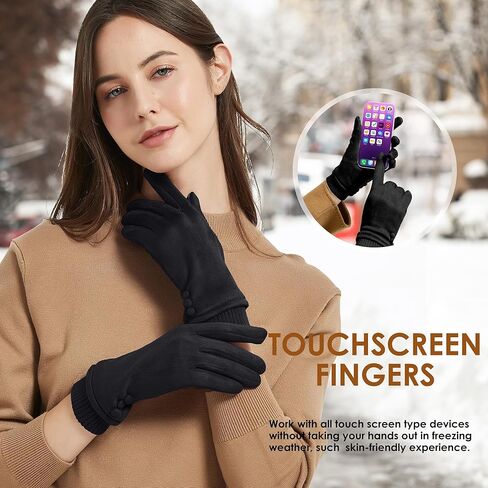 Dsane Womens Gloves Winter Touch Screen Texting Phone Windproof Gloves for Women Fleece Lined Thick Warm Gloves in Kuwait