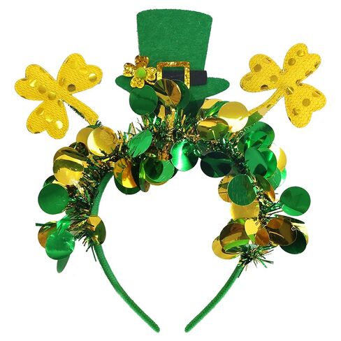 St Patricks Day Headband Women - Green Sequins Shamrock Headband - St Patricks Day Headbands Green Accessories for St Patricks Day Outfit Women - St Patricks Day Accessories in Saudi Arabia