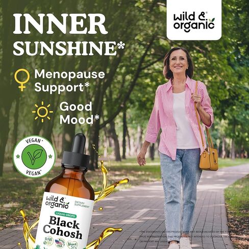 Wild & Organic Black Cohosh Liquid Drops 540 mg - Herbal Black Cohosh Supplements for Women - Liquid Black Cohosh Extract Tincture - Natural Black Cohosh Herb Supplement - 2 fl oz in Kuwait