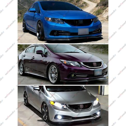 3 قطع من الشفة الأمامية الممتصة للصدمات متوافقة مع 2013-2015 Honda Civic، JDM CS Style Air Dam Lower Chin Spoiler Splitter Fit for 13-15 Sedan، طقم جسم الحماية (نمط ألياف الكربون) in Kuwait