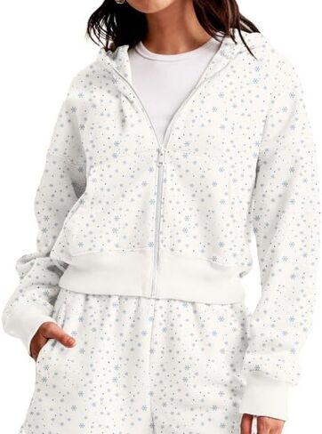 المرأة Y2k لطيف Ditsy الأزهار اقتصاص جاكيت من الصوف هوديس زمم قناع السترة البلوز البلوز الخريف الجمالية in Kuwait