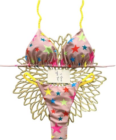 Floerns Women's 2 Piece Bikini Sets Cute Star Graphic Triangle Halter Swimsuit High Waisted Bathing Suit in Saudi Arabia