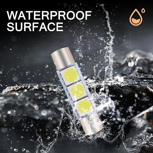 WZP 10 قطع 28 مم مصابيح LED للقراءة، 6614F/6612F 5050-3SMD 12 فولت رأس مسطح مزدوج الطرف 180 درجة لمبات الإضاءة، التوصيل والتشغيل، عالمية لأضواء حاجب الشمس للسيارة وأضواء LED الداخلية لمرآة الغرور (أبيض) in Kuwait