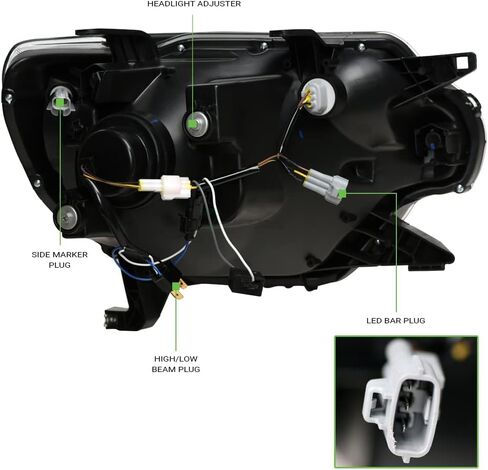 7422439477445 متوافق مع 2012-2015 Toyota Tacoma Switchback متسلسل LED شريط شريط أسود الإسكان المصابيح الأمامية لجهاز العرض مع عاكس العنبر in Saudi Arabia