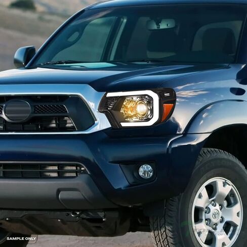 7422439477445 Compatible With 2012-2015 Toyota Tacoma Switchback Sequential LED Strip Bar Black Housing Projector Headlights With Amber Reflector in Kuwait