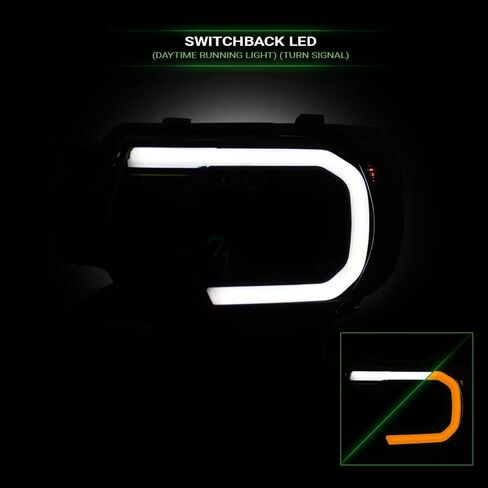 7422439477445 Compatible With 2012-2015 Toyota Tacoma Switchback Sequential LED Strip Bar Black Housing Projector Headlights With Amber Reflector in Kuwait