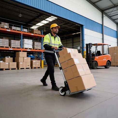 Portable Folding Dolly Cart with Wheels, Lightweight Aluminum Hand Truck with Adjustable Handle, Compact Push Pull Carrier for Boxes, Groceries, Travel, Home & Office Use 330lb in Kuwait