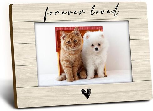 Pet Memorial Dog Cat Picture Frame 4x6, Loss of Dog Sympathy Gift Wooden Picture Frame, Memorial Gifts for Dogs Cats, Forever Loved Sympathy Decorative Photo Frames for Table Desk Decor in Kuwait