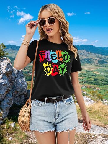 Field Day Shirts for Women: in My Field Day Era Teacher T-Shirt School Field Day Tee Tops Field Trip Short Sleeve in Saudi Arabia