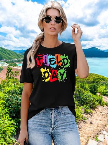 Field Day Shirts for Women: in My Field Day Era Teacher T-Shirt School Field Day Tee Tops Field Trip Short Sleeve in Saudi Arabia