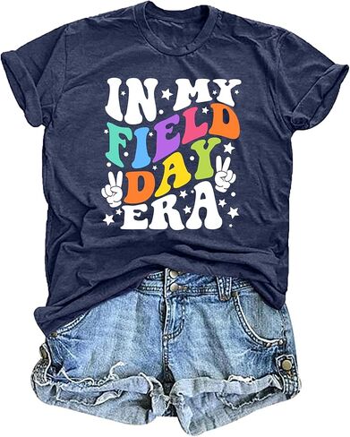 Field Day Shirts for Women: in My Field Day Era Teacher T-Shirt School Field Day Tee Tops Field Trip Short Sleeve in Saudi Arabia