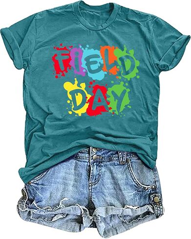 Field Day Shirts for Women: in My Field Day Era Teacher T-Shirt School Field Day Tee Tops Field Trip Short Sleeve in Saudi Arabia